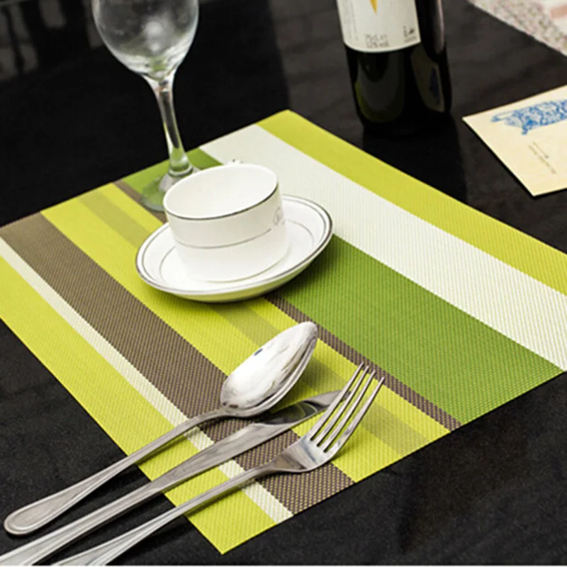 

PVC Non-slip Pad Kitchen Accessories Stripe Pat Dining Table Mats Oil-proof Table Placemat Heat Insulation Waterproof 30*45cm