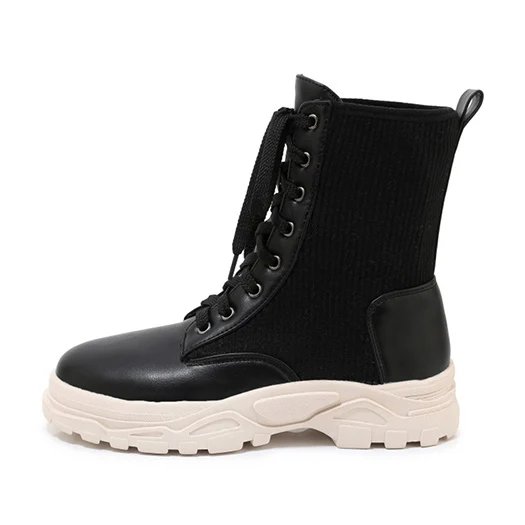 white platform military lace up boots