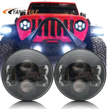 

2X 7 Inch 80W H4 LED Headlights For Wrangler 7" Round Headlamp For Lada 4x4 Urban Niva Land Rover 90/110 Defender