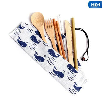 

Bamboo Cutlery Set Travel Utensils Degradable Wooden Tableware Outdoor Portable Cutlery Zero Waste Bamboo Tableware Set