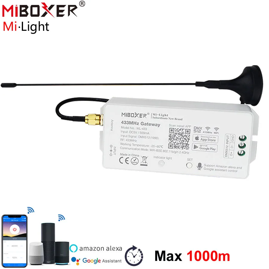 

WL-Box1 2.4G Gateway 5v Usb Wifi Miboxer Controller App Control WL433 RF 433MHZ Mi Light Controller Gateway Input Dmx512 Signal