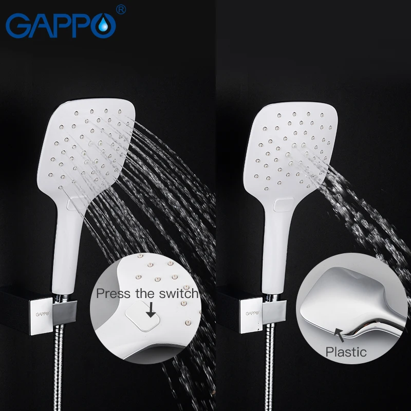 GAPPO Shower system wall mounted white bathroom faucet mixer rainfall shower set waterfall torneira do chuveiro bathroom