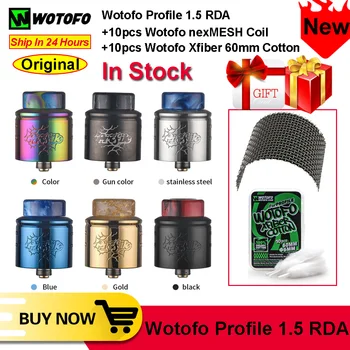 

Wotofo Profile 1.5 RDA Vape Tank Vaporizer Rebuilding RDA Atomizer with 510 Pin 0.13/0.16/0.15ohm A1 nexMesh coil VS Profile RDA