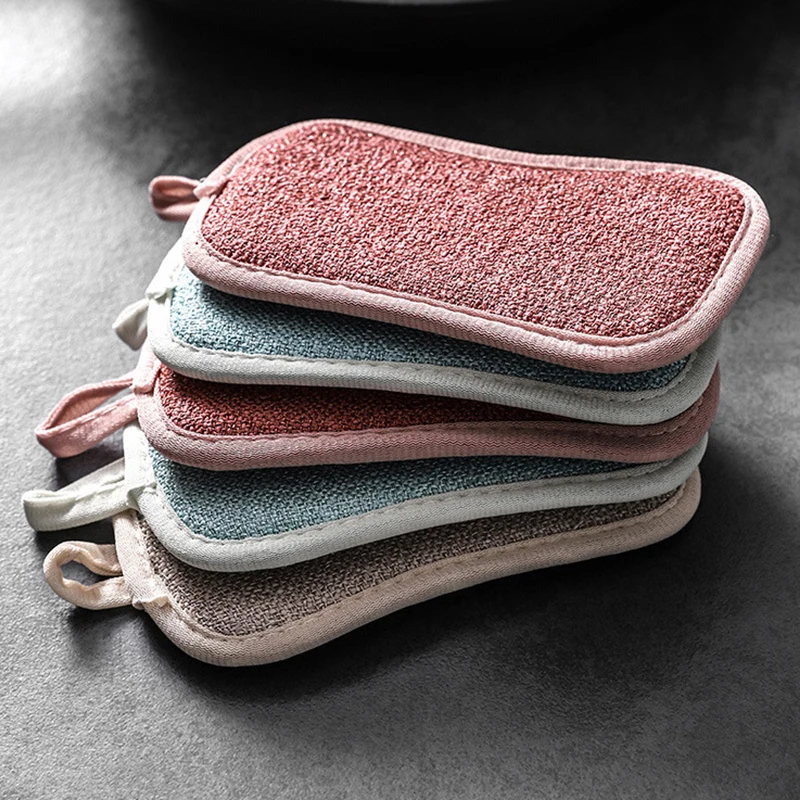 

4 Pcs Double Sided Scouring Pad Dish Cleaner Cloths Scrubbing Sponges Dishcloth Household Kitchen Cleaning Tools Accessories