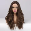 EASIHAIR Long Brown Lace Front Wig Synthetic Wigs Baby Hair Women Lace Wig Natural High Density Heat Resistant Wavy Cosplay Wig ► Photo 2/6