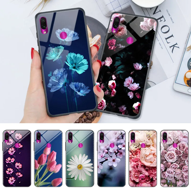 

Flowers Case For Xiaomi Redmi 7A Note 7 8 T 6 5 K20 Pro Cover Glossy Hard PC For Bumper Xiaomi Mi 9T 9SE Redmi 8 5 5Plus 6A Case
