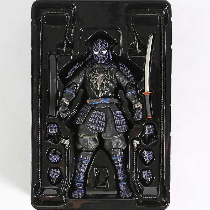 Marvel Человек-паук Самурай Onmitsu черная Броня ПВХ фигурка Коллекционная модель игрушки