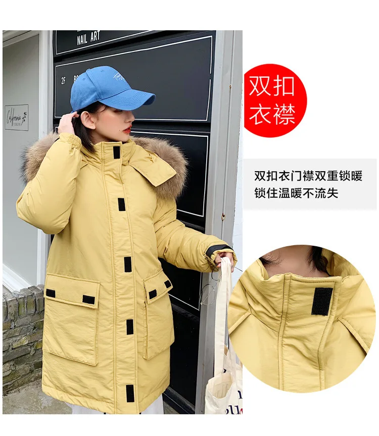 New Style Casual down Jacket Women's Korean-style Workwear Thick Warm Outdoor Ski Suit Mid-length Cotton-padded Clothes