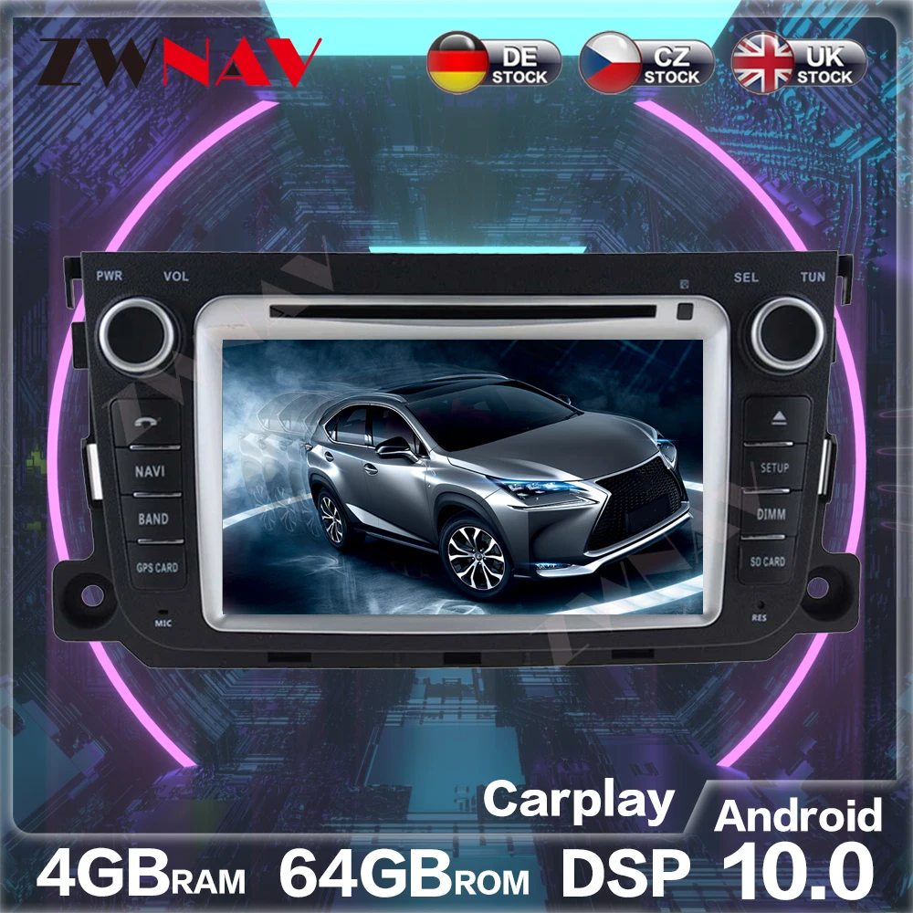 

Android 10.0 4+64G Car Radio GPS Navigation Unit for Benz Smart 2010-2014 Auto Stereo Head Unit Radio Recorder Multimedia Player