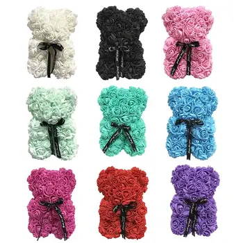 

25cm Rose Teddy Bear Rose Flower Artificial PE Foam Decoration Valentine's Day Birthday Party Wedding Decor Mother's Day Gift