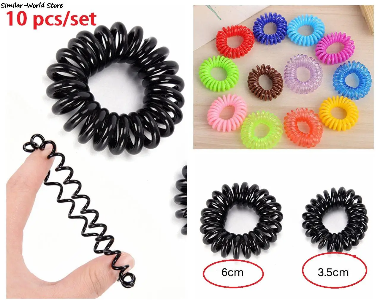 New 10pcs/lot Rubber Band Headwear Rope Spiral Shape Elastic Hair Bands