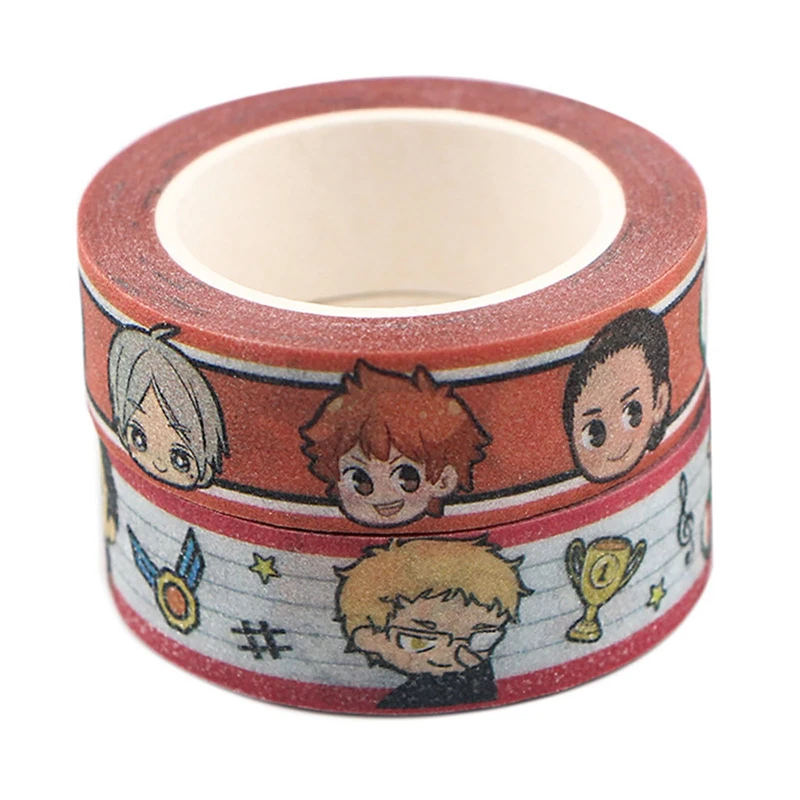¡Tee! 15mm x 5m de dibujos animados divertido voleibol Anime Washi cinta de papel Diy decorativo cinta adhesiva de papelería cintas de enmascarar suministros