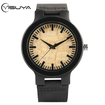 

YISUYA Wood Watch Men's Watch Top Luxury Royal Beige Dial Ebony Wood Quartz Wristwatch Ideal Valentine Gifts Item Drop Shipping