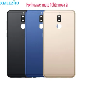 

10Pcs Battery Cover Back Glass Rear Door Housing Case + Camera Lens for Huawei Mate 10 Lite Nova 2i G10 Plus/Maimang 6 Black