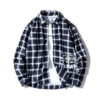 

Men Shirt Long Sleeve Casual Plaid Shirt Spring Autumn Mens Shirts Regular Fit Blouse Men Fashion Streetwear Button Shirt