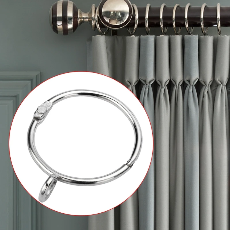 K1KA 20 Pieces 1.5inch Inner Diameter Openable Curtain Rings with Eyelets Metal Curtain Rings Window Treatment Hardware
