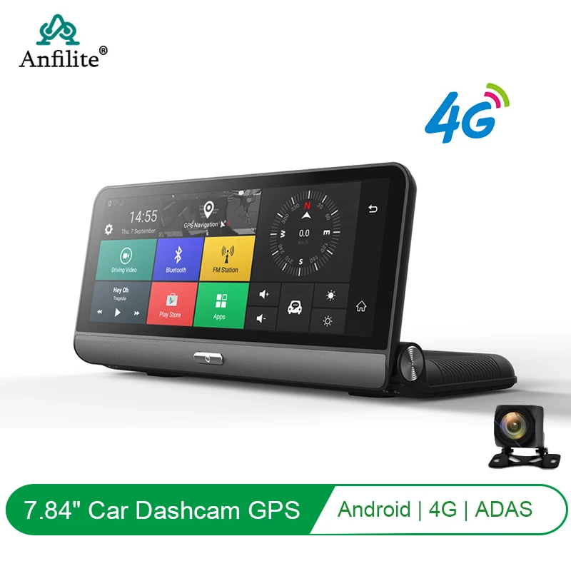 Anfilite 7,8" gps навигатор ADAS 4G Android автомобильный видеорегистратор Dash Cam FHD 1080P с двойным объективом запись 1+ 16 Гб бесплатные карты из Южной Кореи