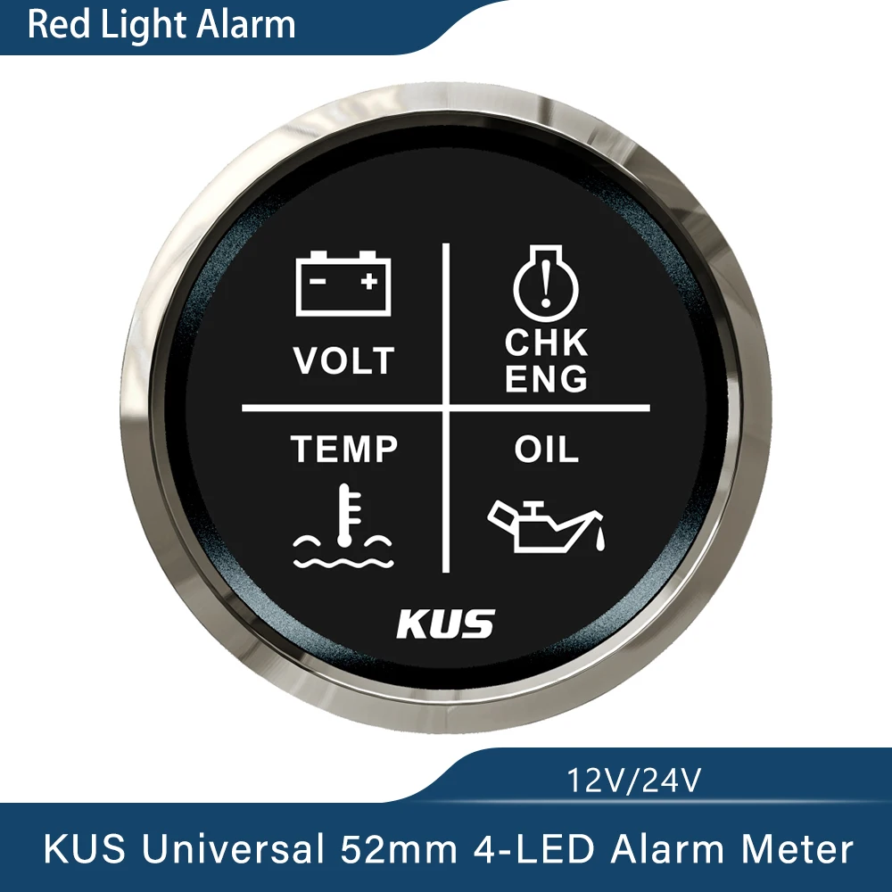 Kus 4led Engine Volt Temp Oil Alarm Gauge Meter 2" (52mm) 932v With