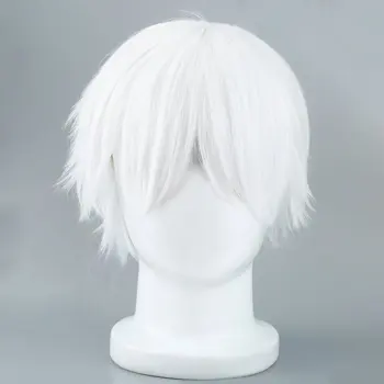 

Male White Synthetic Wig for Cosplaying Anime Characters Straight Short High Temperature Silk Hair for Cosplay Wigs