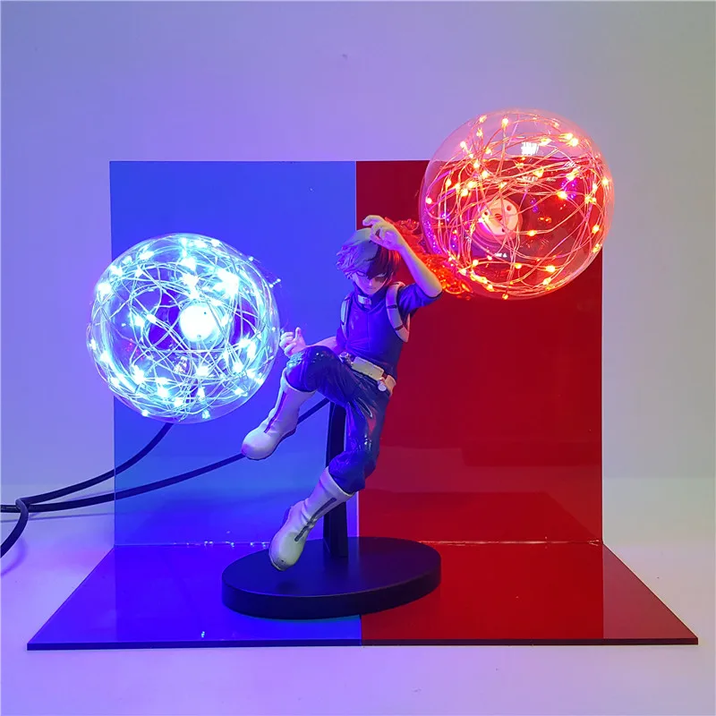 My Hero Academia Figure Todoroki Shoto LED Table Lighting Anime Figurine Boku No Hero Academia Shouto Todoroki PVC Model Toy