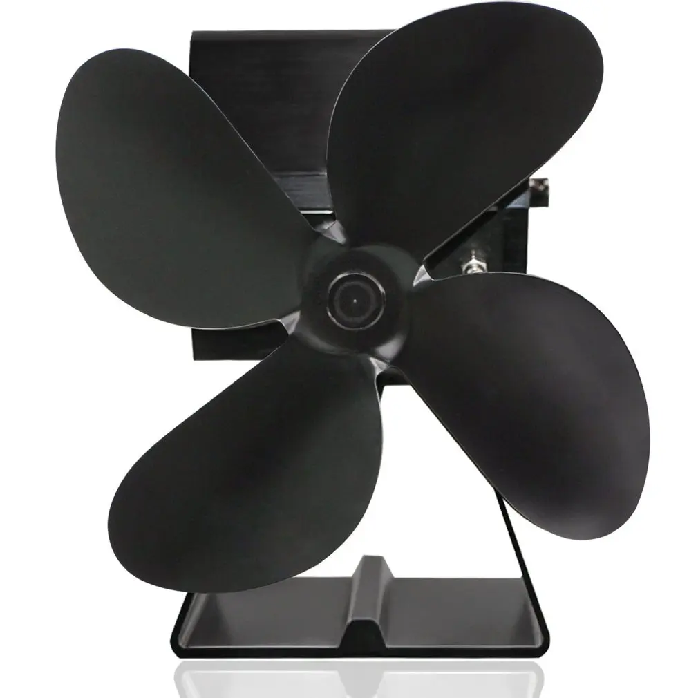 

4 Blade Heat Powered Wood Stove Eco Fan Temperature Gauge - Ultra Quiet Fireplace Wood Burning Fan Heat Distribution