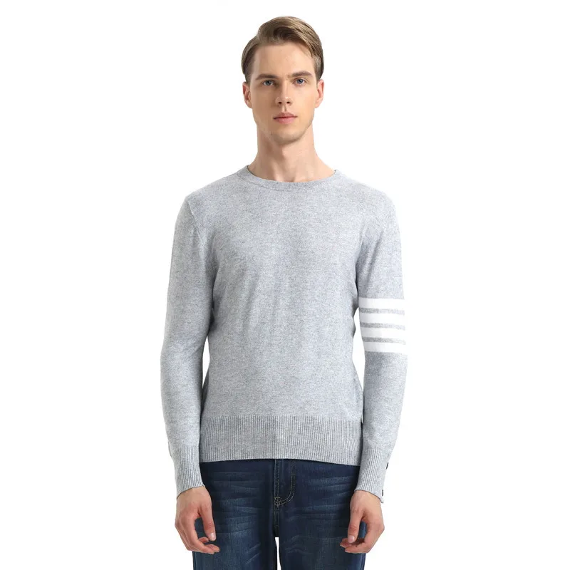 

Autumn & Winter Crew Neck Men's Youth Slim Fit Knitted Woollen Sweater Warm Sweater Long Sleeve Base Shirt