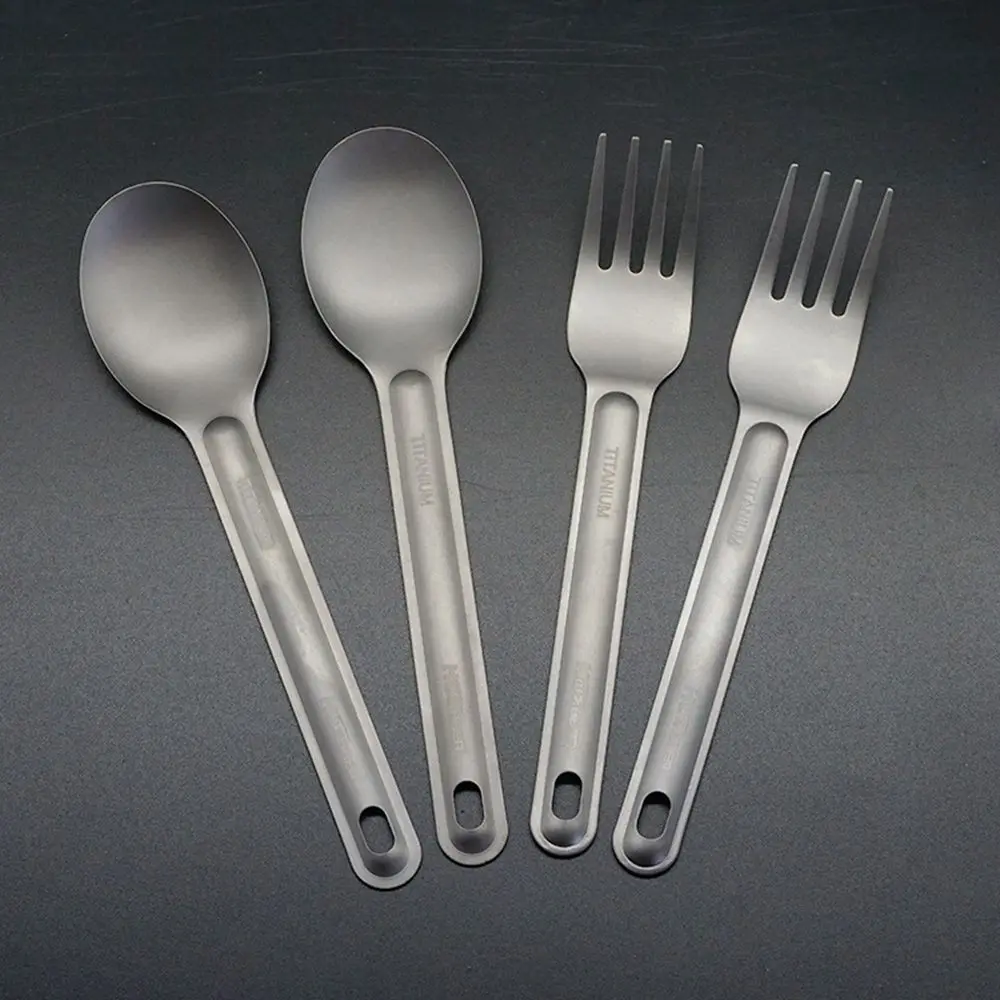 1PC Ultralight Titanium Metal Silver Tableware Long Handle Spoon Cutlery Fork EDC Camping Tool Outdoor Picnic Accessories camping cutlery,portable tableware,portable cutlery,titanium tableware