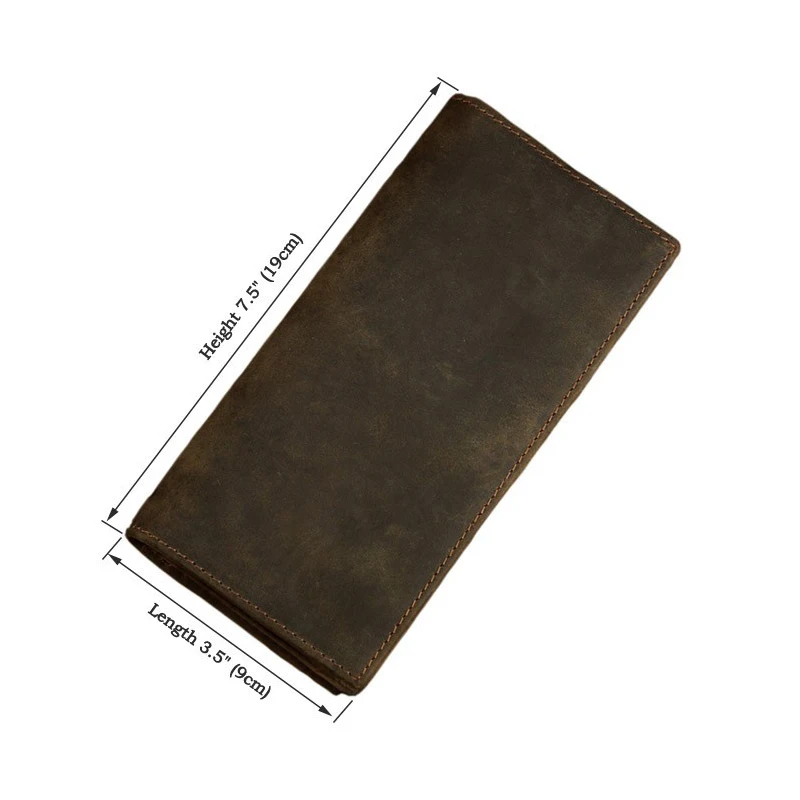 Baratos Cartera Vintage para hombre, Cartera de cuero de vaca genuino, cartera para hombre, hombre, largo, corto, para elegir, tarjetero para 1008