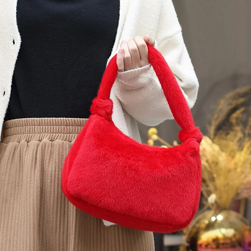 fluffy red bag