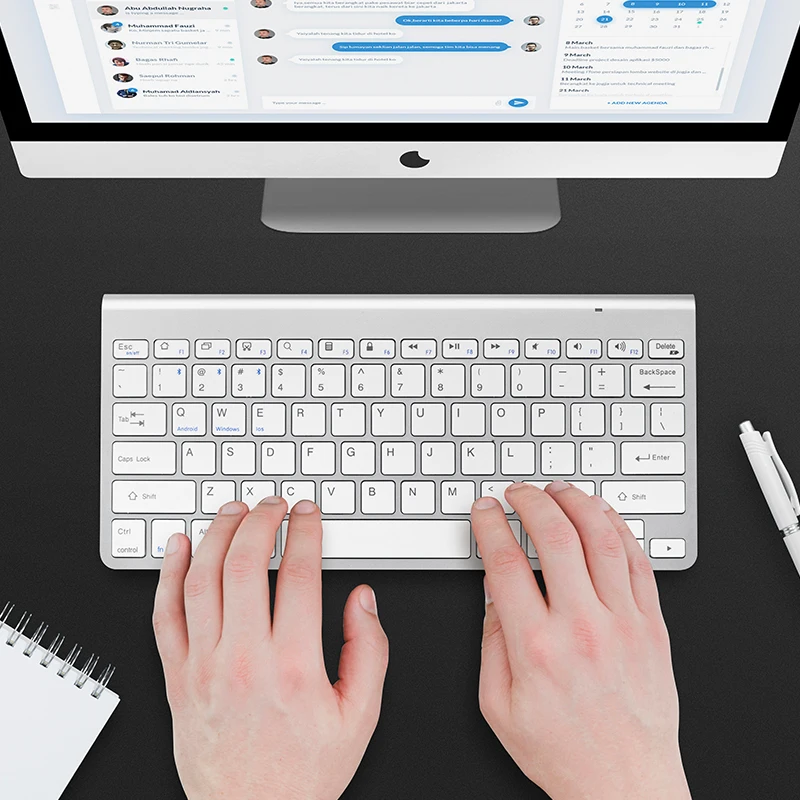 Skup SANLEPUS ultra cienka klawiatura Bluetooth bezprzewodowa klawiatura komputerowa Mini na tablet z funkcją telefonu Laptop iPad iPhone Samsung IOS Android