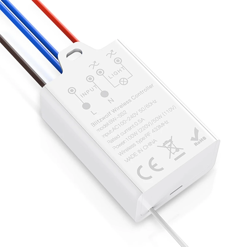 Relay Modual BlitzWolf BW SS2 100 Вт/50 Вт RF 433 МГц модуль умного дома автономный беспроводной переключатель контроллер 1 2 3 комплект совместим с BW-SS1 - Цвет: Relay Modual