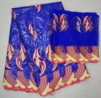 

the latest style embroidered african bazin riche lace fabric 5+2yards free shipping good quality african lace KCJUL242