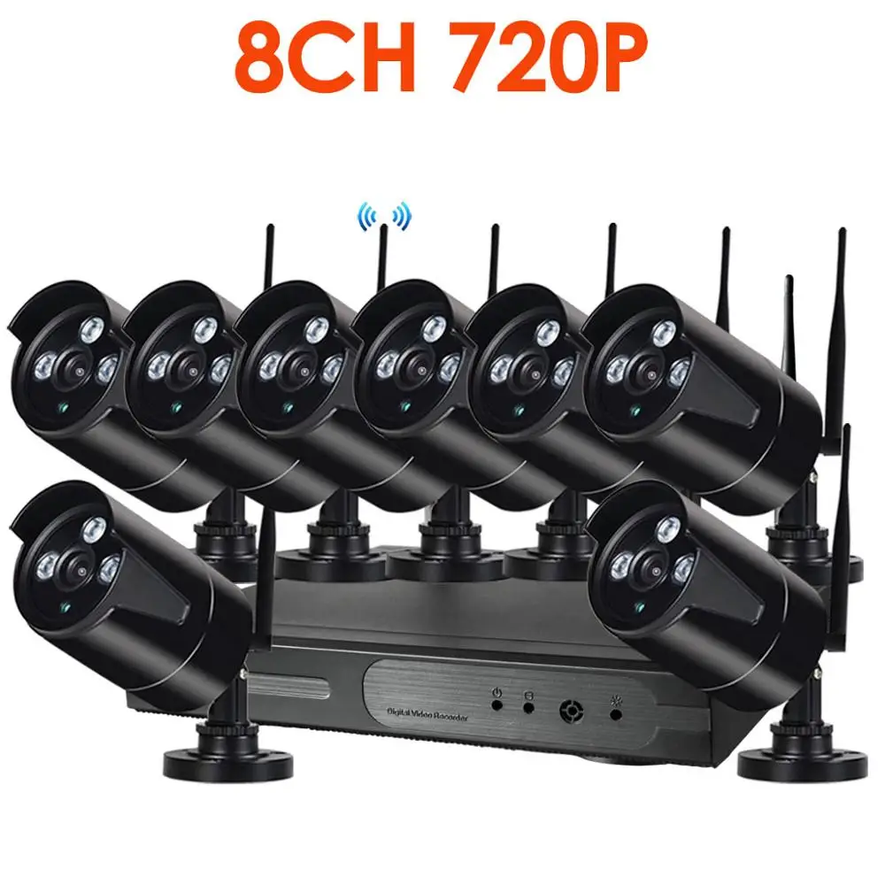 8CH 720P WIFI KIT PlugandPlay 8CH Audio1080P HD Беспроводной NVR комплект P2P 720P Крытый Открытый ИК Ночное Видение безопасности аудио IP камера wifi CCTV система - Цвет: 8CH 720P WIFI KIT