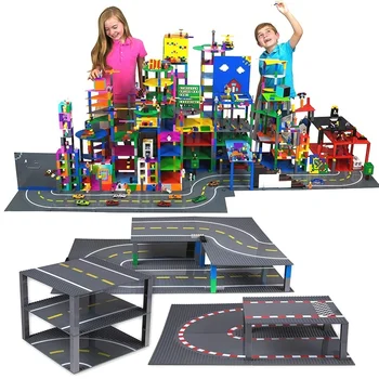 

Model City Road Street Baseplate Straight Crossroad Curve T-Junction Building Blocks Compatible All Brands For Hobbies&Games