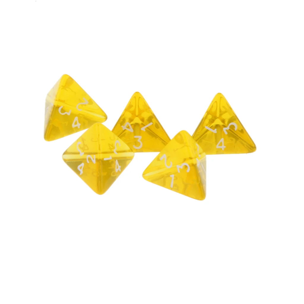 New 5pcs/Set TRPG Games Dungeons & Dragons D4 Multi Sided Dices Set Yellow