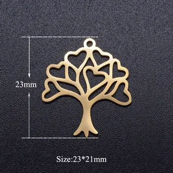 

5pcs/lot Heart Tree of Life Stainless Steel DIY Charms Wholesale OEM Charm Accepted Never Rust Never Tarnish