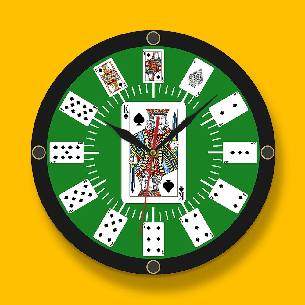 Spade игральные карты Texas Hold 'em вдохновили современные настенные часы покер мост настенные часы казино игровая комната Настенный декор Gambler подарок