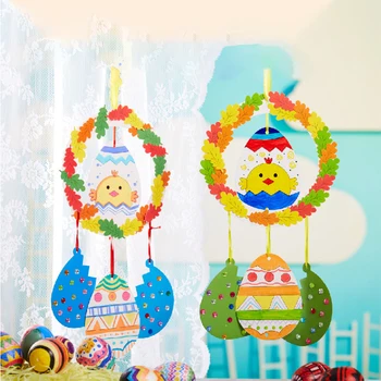 

4PCS Easter Suspension Loop Material Kit Handmade DIY Pendants Material Set Cartoon Easter Decorations Early Educational Kid Toy