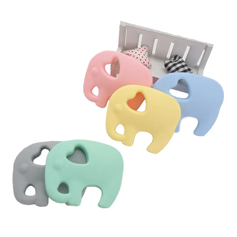 

Chenkai 10PCS Food Grade Silicone Elephant Teethers Baby Cartoon Animals Teething For DIY Chewable Pendant Necklace Accessory