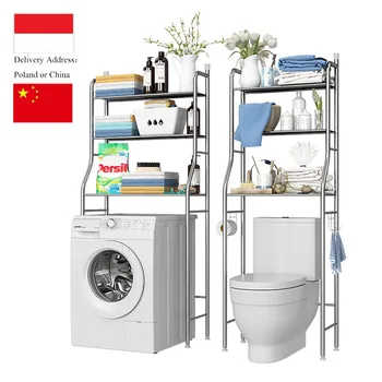 

Stainless Steel Storage Rack Floor Toilet Cabinet Height Adjustable Washing Machine Shelf Space Saver Bathroom Organizer Holder
