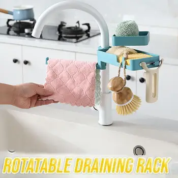 

Double-layer rotatable drain rack multifunctional sink rack storage ABS rag rack faucet material towel Y1J5