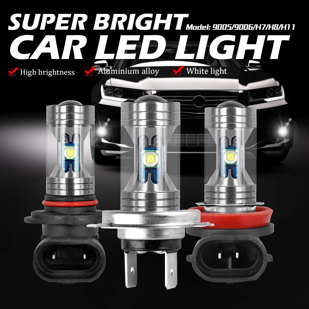 

1pc Universal Auto LED Fog Lamp Fog light H8/H11/H7/9005/9006 Car Driving Light DRL Tuning Car LED Bulbs White Car Accessories