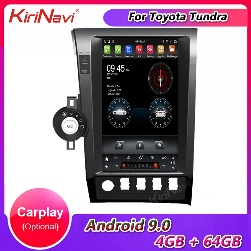 Автомагнитола KiriNavi с вертикальным экраном 13 6 дюйма Android 9 0 для Toyota Tundra