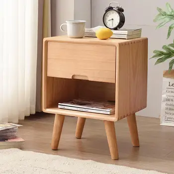 

Solid Wood Bedside Table Small Nordic Bedroom Mini Simple Modern Small 40cm Wide Log Simple Installation Free