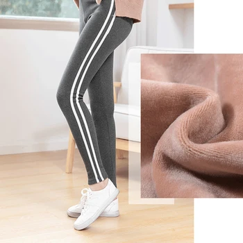 

Striped Side Winter Velvet Thick Leggings New Women Warm Fitness Workout Leggings Ladies Casual Pants Warm Pants Winter Leggings
