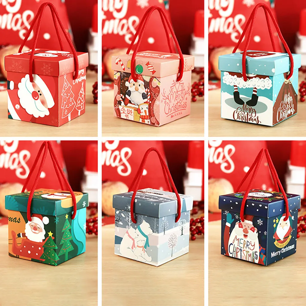 18pcs Christmas Gifts Packaging Box Paper Square Cube Apple Candy Container Present For Friends Presentes De Natal | Дом и сад
