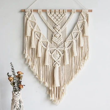 

LBER Macrame Wall Hanging Tapestry Wall Decor Boho Chic Bohemian Woven Home Decoration 55X70cm