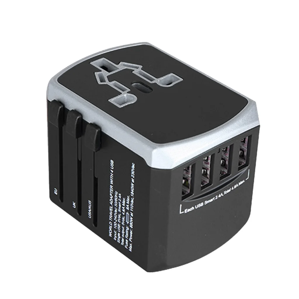 Grey Всемирно известный адаптер для путешествий 4 USB 2.4A порт+ type-C универсальное настенное зарядное устройство - Цвет: Grey
