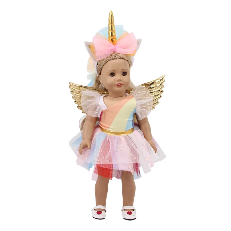 Кукольная одежда, 10 видов стилей, рисунки бабочек в виде единорога, для 18 дюймов, американская и 43 см, кукла для новорожденных, поколение, для маленьких девочек