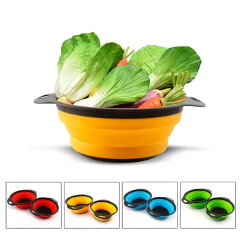 

New Foldable Drain Basket Colander Fruit Vegetable Washing Basket Strainer Collapsible Drainer With Handle Kitchen Storage Tools
